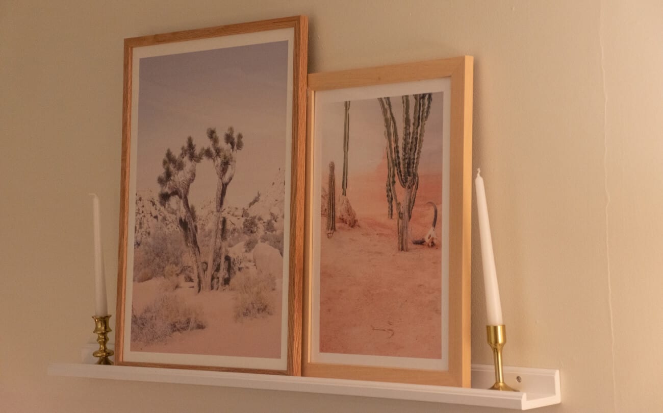 Soft images of the desert in warm lighting on display at the clinic at K Therapy SLC.