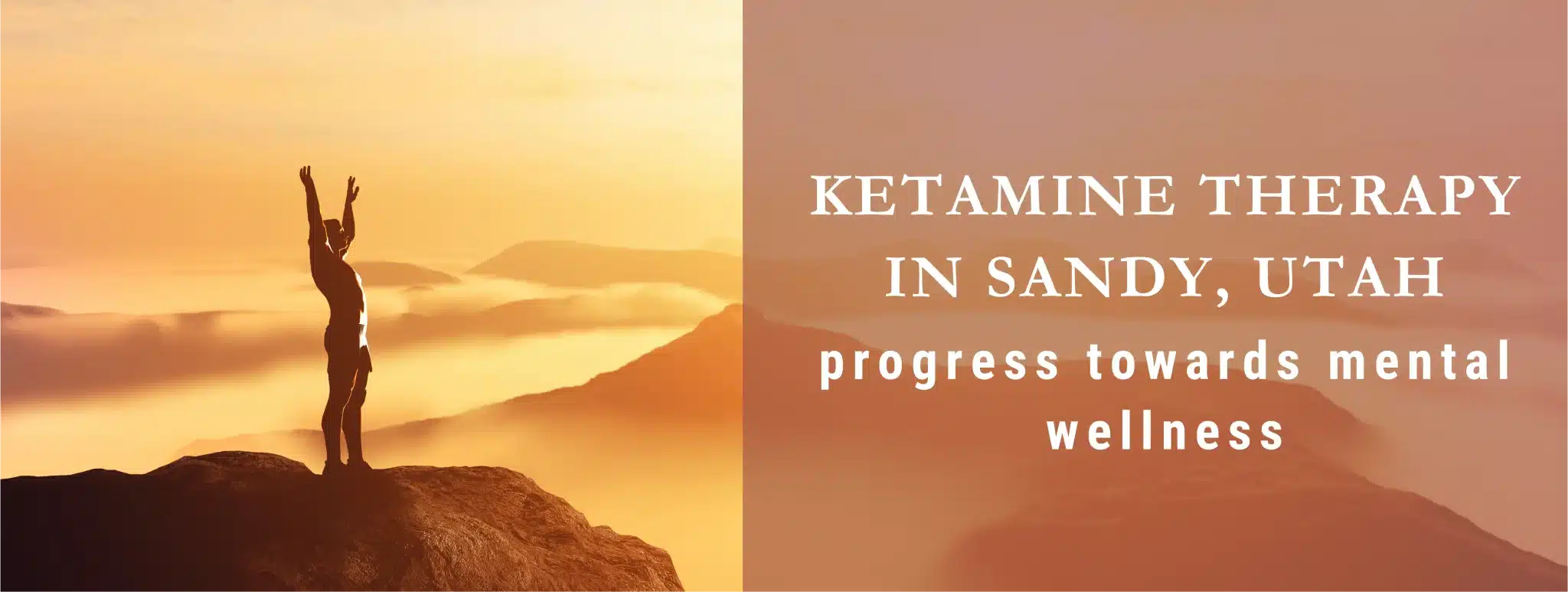 A woman reaches out to the sky on a mountain top after finding relief from ketamine in Sandy, Utah.