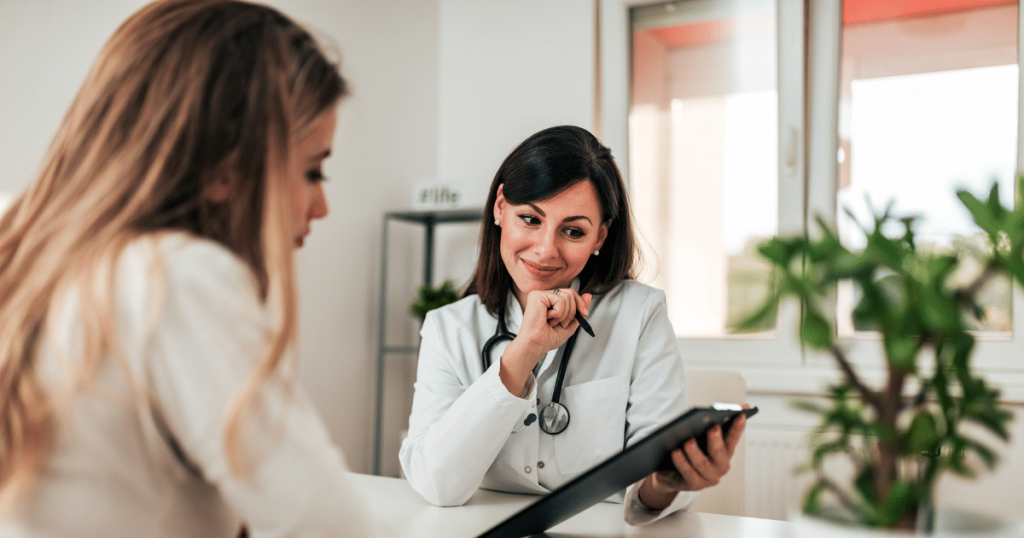 a client receiving consultation and explaining who is not a candidate for ketamine therapy.